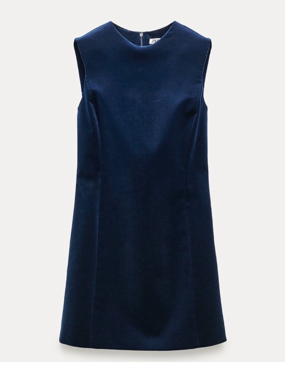 Zara Navy Velvet Shift Dress